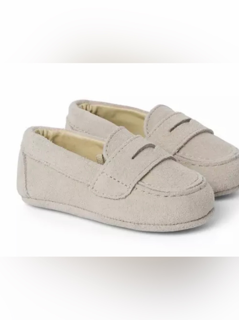 Janie and Jack Light Beige Suede-Look Baby Penny Loafers 12 - 18 months